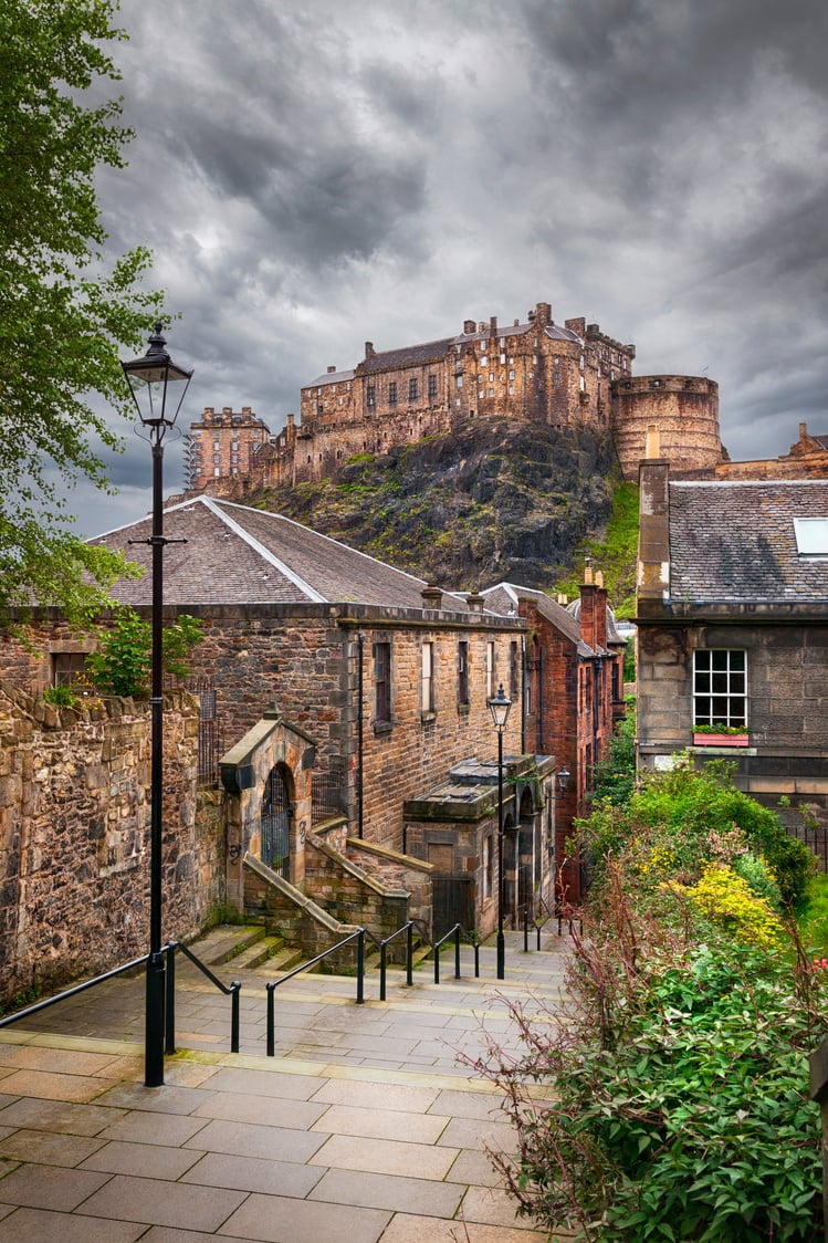 Edinburgh Castle from Heriot Place, Edinburgh, Scotland, UK